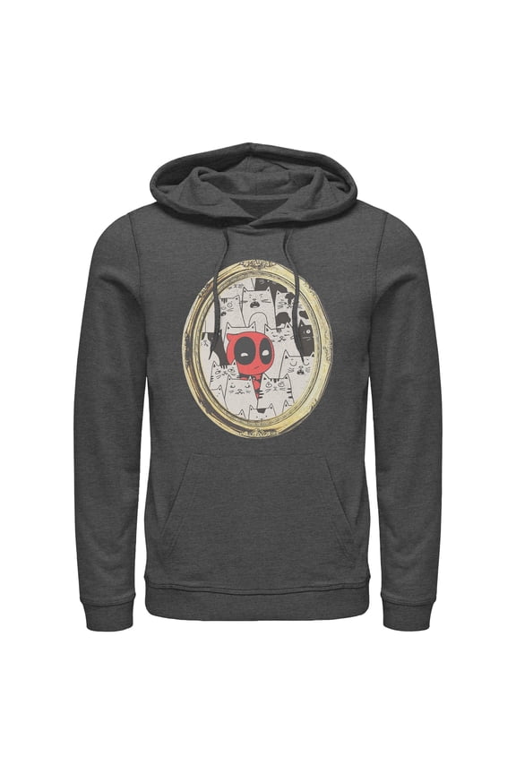Mens Marvel Deadpool Cats Animated Frame Lightweight Hoodie