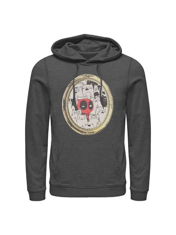 Mens Marvel Deadpool Cats Animated Frame Lightweight Hoodie