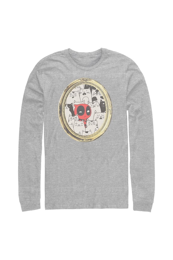Mens Marvel Deadpool Cats Animated Frame Long Sleeve Shirt