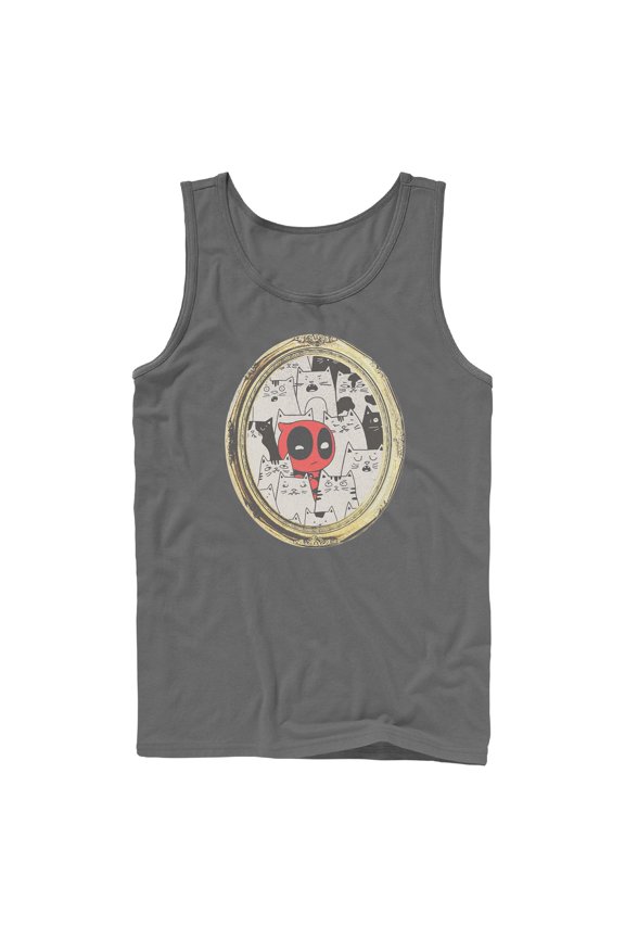 Mens Marvel Deadpool Cats Animated Frame Tank Top