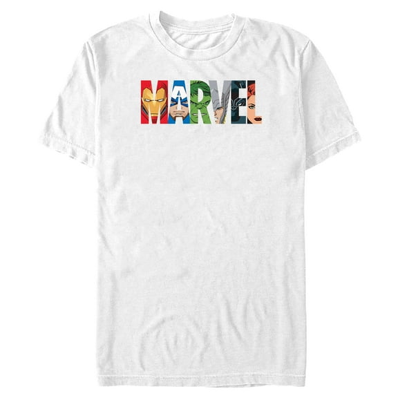 Mens Marvel Faces Pattern Logo T Shirt