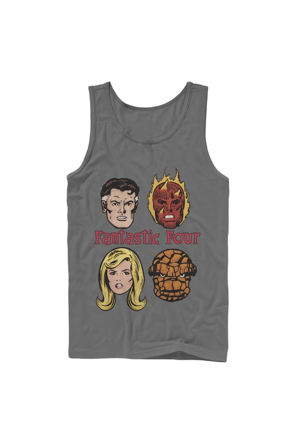 Mens Marvel: Fantastic Four Retro Faces Tank Top