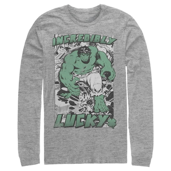 Men's Marvel Hulk St. Patrick's Day Comic Incredibly Lucky  Long Sleeve Shirt