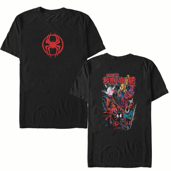 Mens Marvel: Spider-Man: Across the Spider-Verse Classic Logo and Collage T Shirt