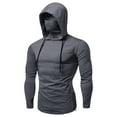 thumbnail image 1 of Mens Mask Button Sports Hooded Splice Large Open-Forked Male Long Sleeve Shirts, 1 of 6