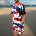thumbnail image 1 of Mens Matching Shirt and Shorts Set Short Sets for Men 4th of July Shorts Set Mens Independence Day Short Set Men Casual Round Neck Printing Short Sleeve Blouse and Shorts Pants Suit, 1 of 7
