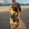 thumbnail image 1 of Mens Matching Shirt and Shorts Set Short Sets for Men 4th of July Shorts Set Mens Independence Day Short Set Men Casual Round Neck Printing Short Sleeve Blouse and Shorts Pants Suit, 1 of 7