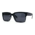 thumbnail image 1 of Mens Matte Square Bevel Thick Horn Rim Gentleman Sunglasses Black Grey Woodgrain, 1 of 4