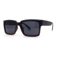thumbnail image 1 of Mens Matte Square Bevel Thick Horn Rim Gentleman Sunglasses Black Red Woodgrain, 1 of 4