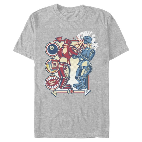 Mens Mattel Blue Bomber and Red Rocker Robots Game On T Shirt