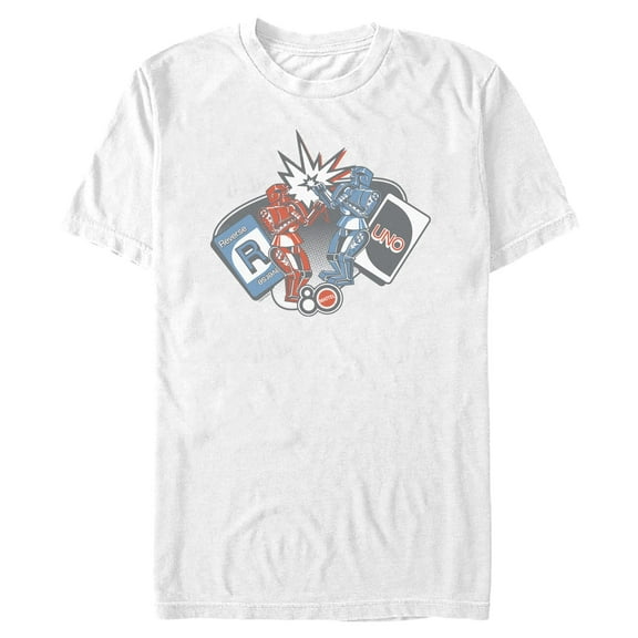 Mens Mattel Classic Blue Bomber and Red Rocker Robots T Shirt