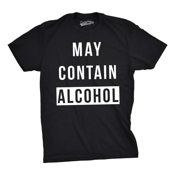 Mens May Contain Alcohol Funny Shirts Hilarious Drinking Novelty Cool T shirt Graphic Tees