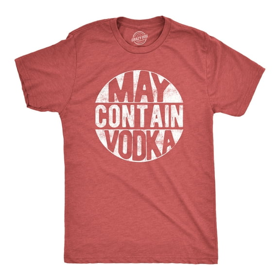 Mens May Contain Vodka T Shirt Funny Liquor Drinking Party Graphic Tee Graphic Tees
