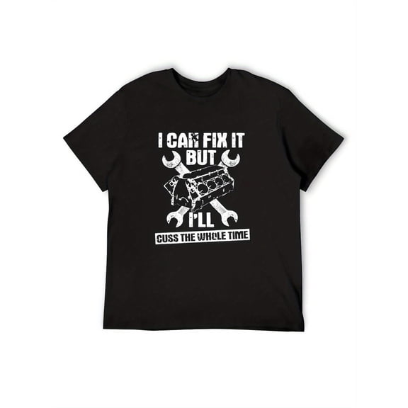 Mens Mechanic Funny Car Repair Design T-Shirt Black, Regular-Fit, Family T-shirt