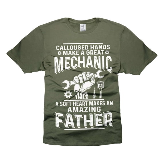 Mens Mechanic T-shirt Mechanic Father Shirt Father's Day Mechanic Gifts Funny Saying Shirt For Men (Small Military Green)