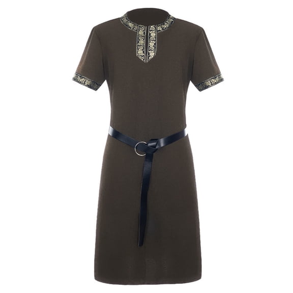 Mens Medieval Costume Renaissance Pirate Halloween Viking Tunic Knight Cosplay Warrior LARP Shirts, XXL