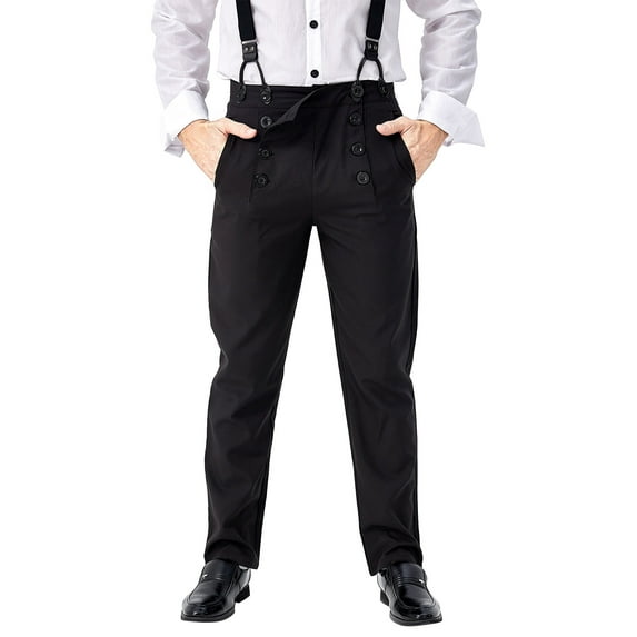 Mens Medieval Pants Classic Victorian Trousers Black