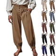 thumbnail image 1 of Mens Medieval Pirate Pants Loose Fit Renaissance Viking Colonial 100% Cotton Costume Ankle Length Trousers Size 3XL Khaki, 1 of 5