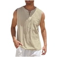 thumbnail image 1 of Mens Medieval Pirate Sleeveless Shirts Renaissance Lace Up Cotton Linen Tank Top with Pocket Gothic Viking Pirate Beach Tunic Big and Tall Size S-5XL Khaki, 1 of 6