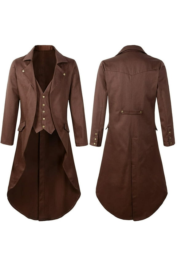 Mens Medieval Tailcoat Jacket Gothic Victorian Coat Uniform Halloween Costume Steampunk VTG Victorian Long Coat