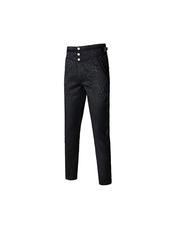 Mens Medieval Trousers High-Waisted Pattern Renaissance Dress Up Pants Halloween Pants M