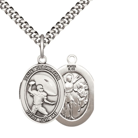 St Sebastian Porcelain Medal On Braided Cord - Patron Saint Of Athletes & Soldiers, Gift Boxed