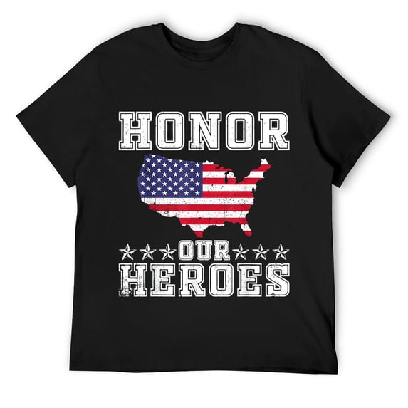 Mens Memorial Day Honor our Heroes Military Veterans T-Shirt Black