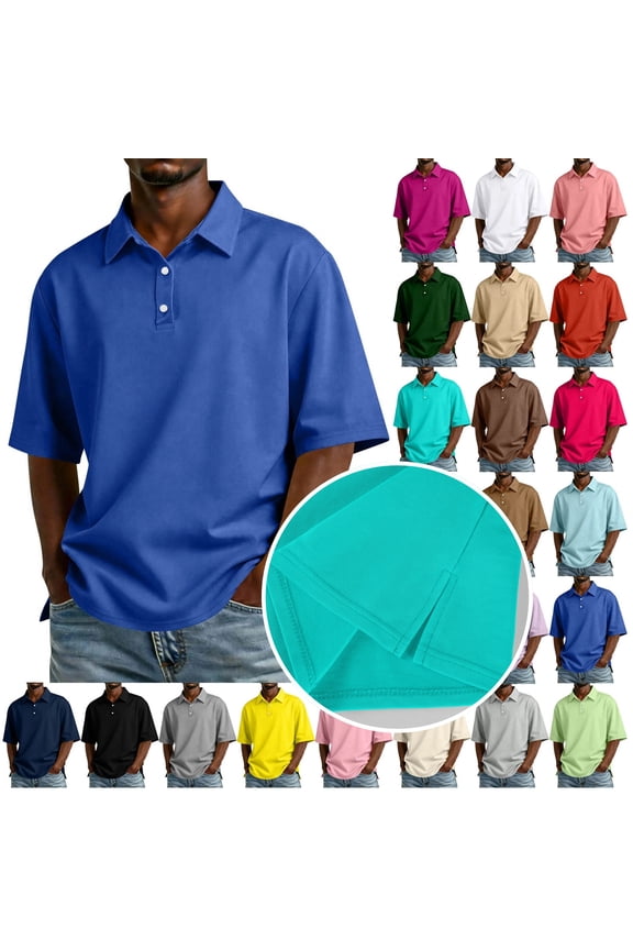 Mens Men's Short Sleeve Polo Shirts, Cotton Blend, 3 Button Closure, Regular Fit White L