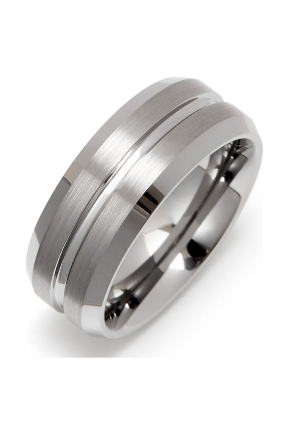 Mens Men's Wide Groove Tungsten Wedding Band, Ring Size 9