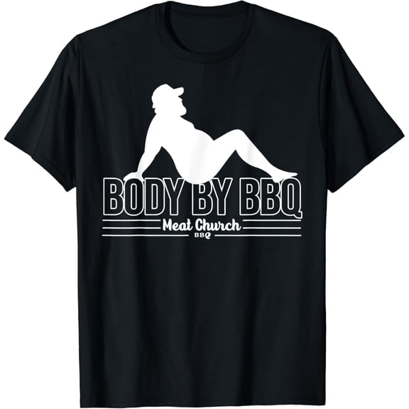 Mens Mens Funny Body By BBQ Vintage Meat Church Shirt HOT Tee T-Shirt