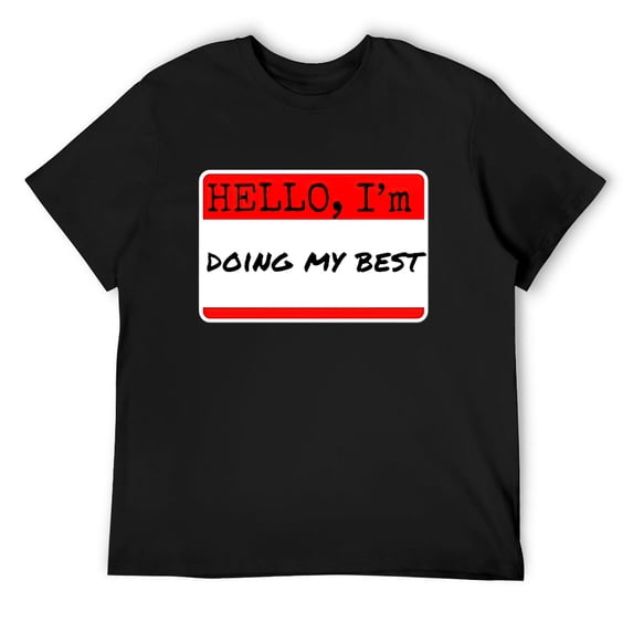 Mens Mental HEALTH NAME TAG, HELLO I'm DOING MY BEST Sweatshirt Black Medium