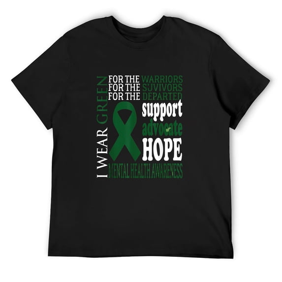 Mens Mental Health Matters Green Ribbon Mental Health Awareness T-Shirt Black 4X-Large