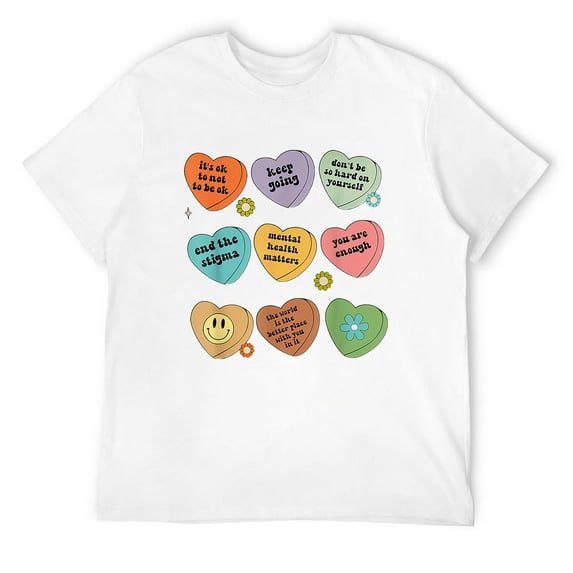 Mens Mental Health Matters You Are Enough Self Care Awareness T-Shirt White 2X-Large