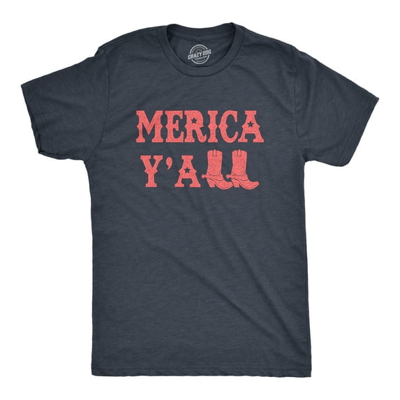 Mens Merica Yall T Shirt Funny Cool Fourth Of July Party Patriotic Cowboy Tee for Guys Graphic Tees