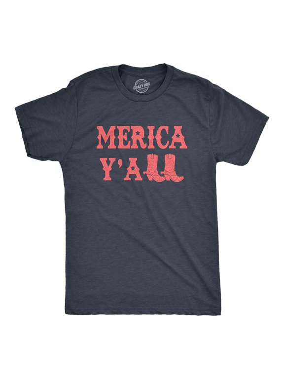 Mens Merica Yall T Shirt Funny Cool Fourth Of July Party Patriotic Cowboy Tee for Guys Graphic Tees