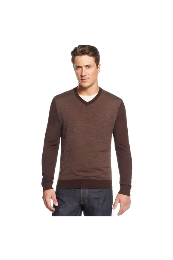 Mens Merino Wool Herringbone Pullover Sweater