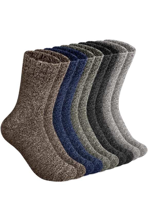 Mens Merino Wool Socks Winter Warm Hiking Thick Thermal Cozy Boot Crew Comfy Socks 5 Pairs