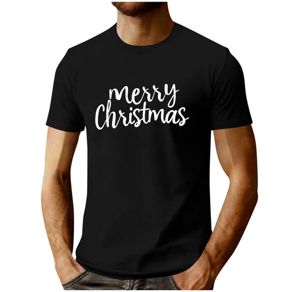 Mens Merry Christmas Short Sleeve T-Shirt Shirt Classic Fit Crew Neck