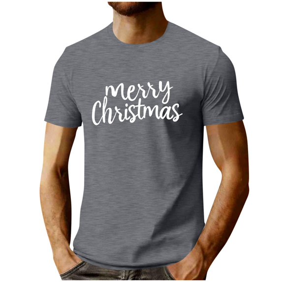 Mens Merry Christmas Short Sleeve T-Shirt Shirt Classic Fit Crew Neck