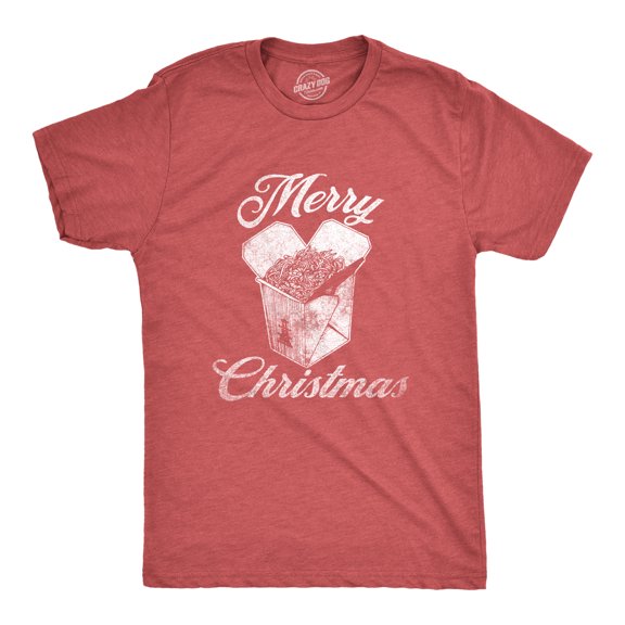 Mens Merry Christmas Takeout T Shirt Funny Delicious Xmas Lo Mein Tee for Guys Graphic Tees