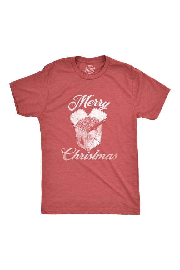 Mens Merry Christmas Takeout T Shirt Funny Delicious Xmas Lo Mein Tee for Guys Graphic Tees