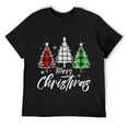 thumbnail image 1 of Mens Merry Christmas Trees With Buffalo Red Plaid Light V-Neck T-Shirt Black 4X-Large, 1 of 5