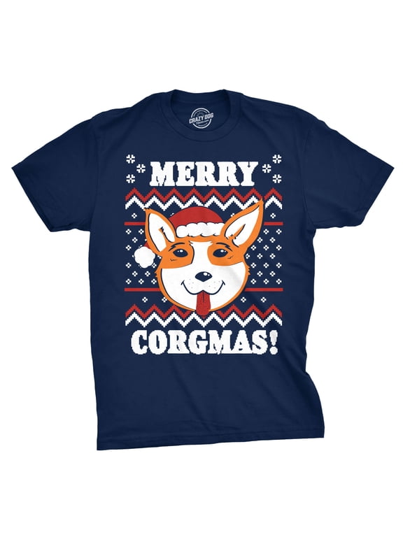 Mens Merry Corgmas T shirt Funny Corgi Graphic Dog Ugly Christmas Sweater Tee Graphic Tees