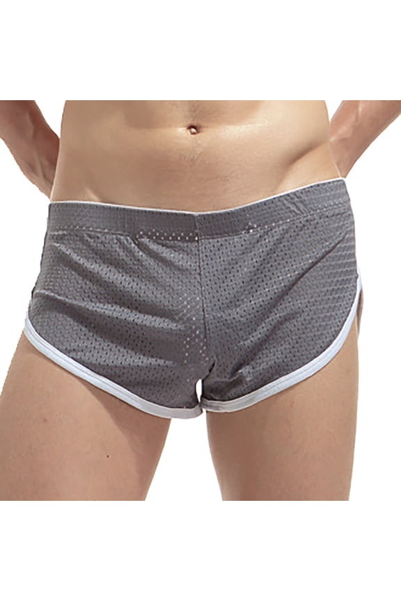 Mens Mesh Booty Boxer Short 3 Inch Low Rise Split Side Workout Gym Lounge Shorts