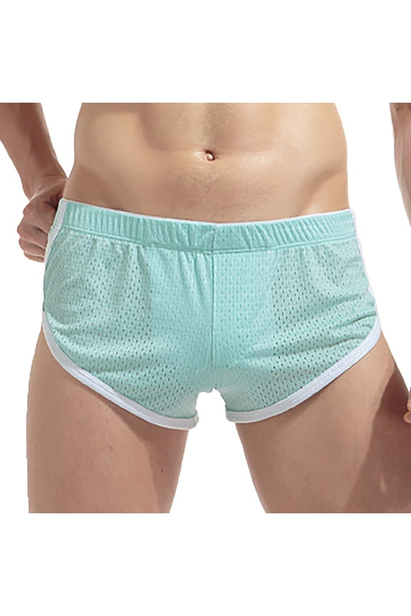 Mens Mesh Booty Boxer Short 3 Inch Low Rise Split Side Workout Gym Lounge Shorts