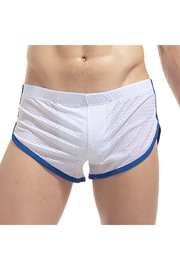Mens Mesh Booty Boxer Short 3 Inch Low Rise Split Side Workout Gym Lounge Shorts