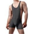 thumbnail image 1 of Mens Mesh Breathable Bodysuit Solid Color Elastic Sleeveless Jumpsuit Basic Layer Athletic Supporters Leotard, 1 of 4