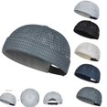 thumbnail image 1 of Mens Mesh Brimless Cap with No Brim, Summer Docker Cap Beanie Hat Flip Sailor Skullcap Breathable Dark Gray, 1 of 4