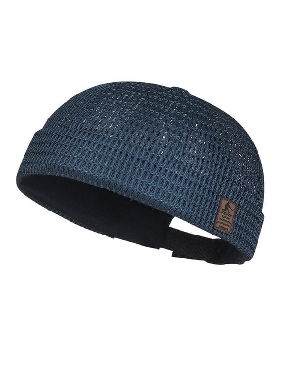 Mens Mesh Brimless Cap with No Brim, Summer Docker Cap Beanie Hat Flip Sailor Skullcap Breathable