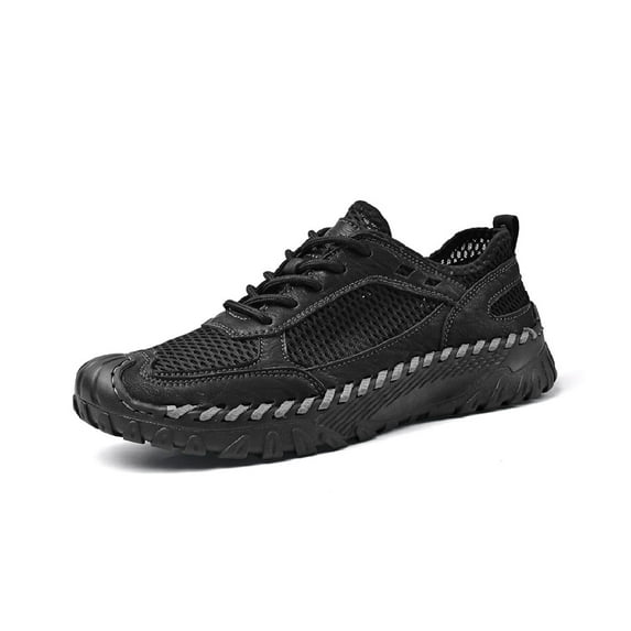 Mens Mesh Casual Shoes Outdoor Lightweight Hiking Shoes Soft Breathable Sneakers Non-slip Driving Shoes Black 6.5 US